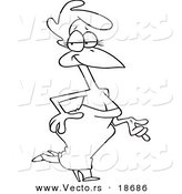 Vector of a Cartoon Sexy Hen in a Dress - Outlined Coloring Page by Toonaday