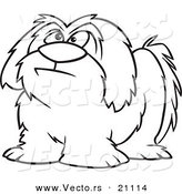 Vector of a Cartoon Shaggy Dog - Coloring Page Outline by Toonaday