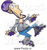 Vector of a Cartoon Shaky Man Roller Blading by Toonaday