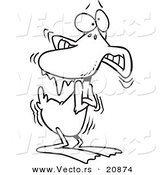 Vector of a Cartoon Shivering Cold Duck - Coloring Page Outline by Toonaday