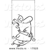 Vector of a Cartoon Shocked Man Being Abducted - Coloring Page Outline by Toonaday