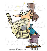 Vector of a Cartoon Shocked Woman Reading News by Toonaday