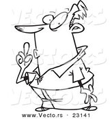 Vector of a Cartoon Shushing Guy - Coloring Page Outline by Toonaday