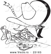 Vector of a Cartoon Siesta Man - Coloring Page Outline by Toonaday