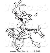 Vector of a Cartoon Singing Rooster - Outlined Coloring Page by Toonaday