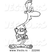 Vector of a Cartoon Skinny Casual Man - Outlined Coloring Page by Toonaday