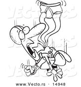 Vector of a Cartoon Skydiver with an Underwear Parachute - Coloring Page Outline by Toonaday