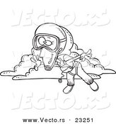 Vector of a Cartoon Skydiving Woman - Coloring Page Outline by Toonaday