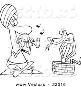 Vector of a Cartoon Snake Charmer - Coloring Page Outline by Toonaday