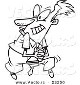 Vector of a Cartoon Sneaky Businessman - Coloring Page Outline by Toonaday