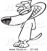 Vector of a Cartoon Sneaky Dog Grinning - Coloring Page Outline by Toonaday