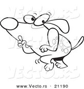 Vector of a Cartoon Sneaky Dog Tip Toeing - Coloring Page Outline by Toonaday