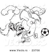 Vector of a Cartoon Soccer Stallion - Coloring Page Outline by Toonaday