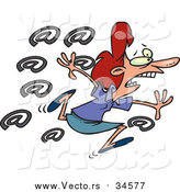 Vector of a Cartoon Spammed Business Woman Running Away by Toonaday