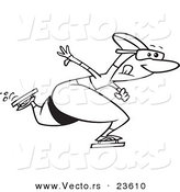 Vector of a Cartoon Speed Skater - Coloring Page Outline by Toonaday