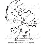 Vector of a Cartoon Spoiled Boy Crying - Coloring Page Outline by Toonaday