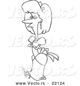 Vector of a Cartoon Spoiled Princess - Outlined Coloring Page by Toonaday