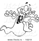 Vector of a Cartoon Spooky Ghost - Outlined Coloring Page Drawing by Toonaday