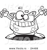 Vector of a Cartoon Spotted Goober Monster - Outlined Coloring Page by Toonaday