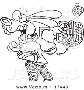 Vector of a Cartoon Springy Easter Bunny - Coloring Page Outline by Toonaday