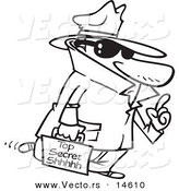 Vector of a Cartoon Spy Carrying Top Secret Information - Coloring Page Outline by Toonaday