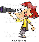 Vector of a Cartoon Spying Woman Looking Through a Telescope by Toonaday