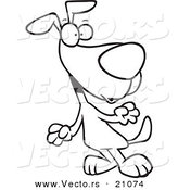 Vector of a Cartoon Staring Dog - Coloring Page Outline by Toonaday