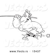 Vector of a Cartoon Strong Javelin Man - Coloring Page Outline by Toonaday