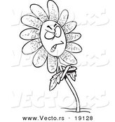 Vector of a Cartoon Stubborn Daisy - Outlined Coloring Page by Toonaday
