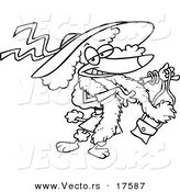 Vector of a Cartoon Stylish Poodle Wearing a Hat - Coloring Page Outline by Toonaday