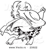 Vector of a Cartoon Super Caveman - Coloring Page Outline by Toonaday
