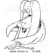 Vector of a Cartoon Super Hot Dog - Outlined Coloring Page by Toonaday