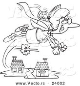 Vector of a Cartoon Super Nurse Flying - Coloring Page Outline by Toonaday