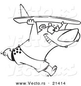 Vector of a Cartoon Surfer Bear - Outlined Coloring Page by Toonaday