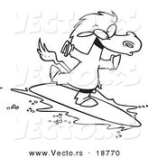 Vector of a Cartoon Surfing Horse - Outlined Coloring Page by Toonaday