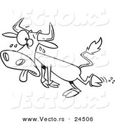 Vector of a Cartoon Sweating Hot Cow - Outlined Coloring Page by Toonaday