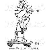 Vector of a Cartoon Teenage Skater Boy with His Hands in His Pockets - Outlined Coloring Page by Toonaday