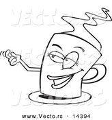 Vector of a Cartoon Temptress Cup of Coffee - Coloring Page Outline by Toonaday