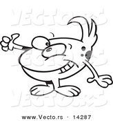 Vector of a Cartoon Tidbit Holding a Thumb up - Coloring Page Outline by Toonaday