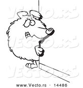 Vector of a Cartoon Timid Collie Dog Looking Around a Corner - Coloring Page Outline by Toonaday