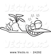 Vector of a Cartoon Tipsy Bird Black and White Outline - Outlined Coloring Page by Toonaday