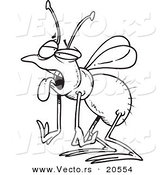 Vector of a Cartoon Tired House Fly - Coloring Page Outline by Toonaday