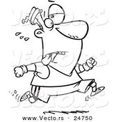 Vector of a Cartoon Tired Man Jogging - Outlined Coloring Page by Toonaday