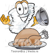 Vector of a Cartoon Tornado Mascot Beside a Thanksgiving Turkey by Mascot Junction