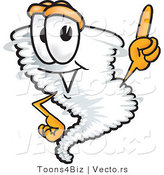 Vector of a Cartoon Tornado Mascot Pointing up Towards the Sky by Mascot Junction