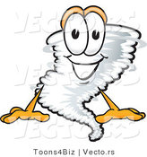Vector of a Cartoon Tornado Mascot Sitting with a Smile by Mascot Junction