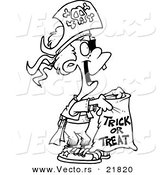 Vector of a Cartoon Trick or Treating Pirate Boy - Outlined Coloring Page by Toonaday