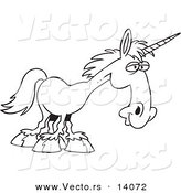 Vector of a Cartoon Unicorn - Coloring Page Outline by Toonaday