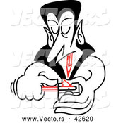 Vector of a Cartoon Vampire Sharpening Pencil Fangs by Zooco