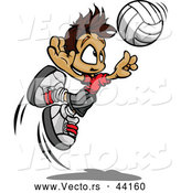 Vector of a Cartoon Volleyball Boy Jumping to Hit the Ball by Chromaco